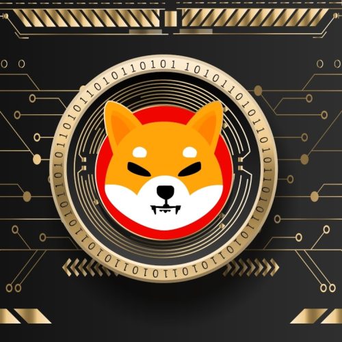 blockchain.info-shiba-inu-coin Shiba Inu SHIB cryptocurrency golden coin on futuristic technology background vector illustration banner and wallpaper template